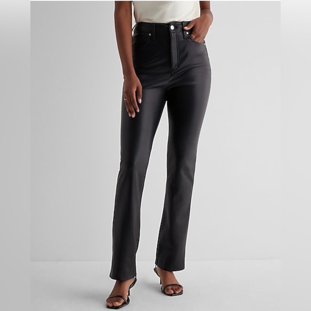 Express Black Straight Leg Faux Leather Pants